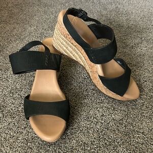 UGG Black Suede Wedge Sandals